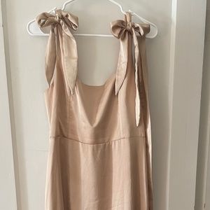 Show Me Your Mumu Claire Midi Dress Champagne Luxe Satin L”